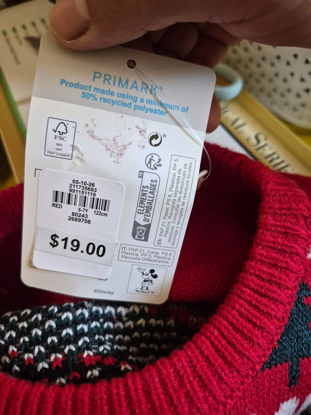 Primark Red Holiday Character Knit Girl Sweater Size 6-7 Yrs.
